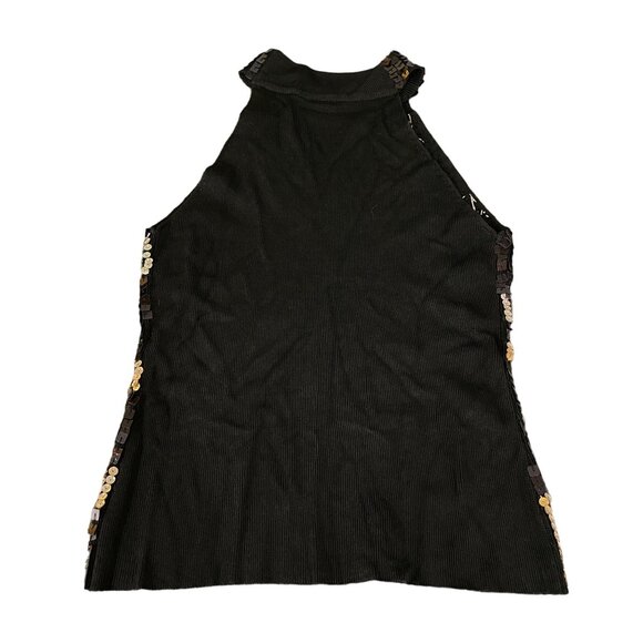 Forever Partners Women's Black/Gold Sequin Halter Top, Size S - Picture 2 of 6